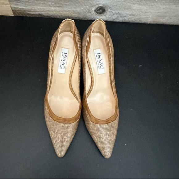 ISAAC Made in Italy Bronze Snakeskin Women’s Heeled Pumps size 8.5B - Picture 6 of 8